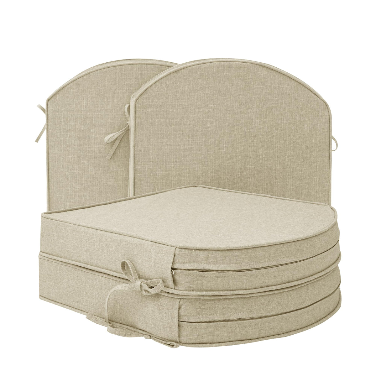 Fitfree vista frontal del paquete de cojines beige, aspecto profesional y protección