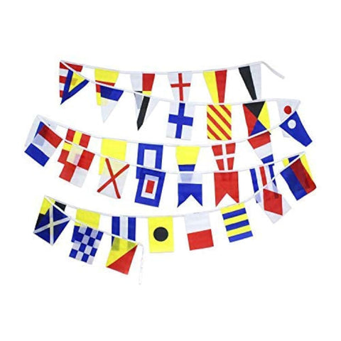 FLAGLINK vista frontal del set de 40 banderas muestra longitud y colores vibrantes