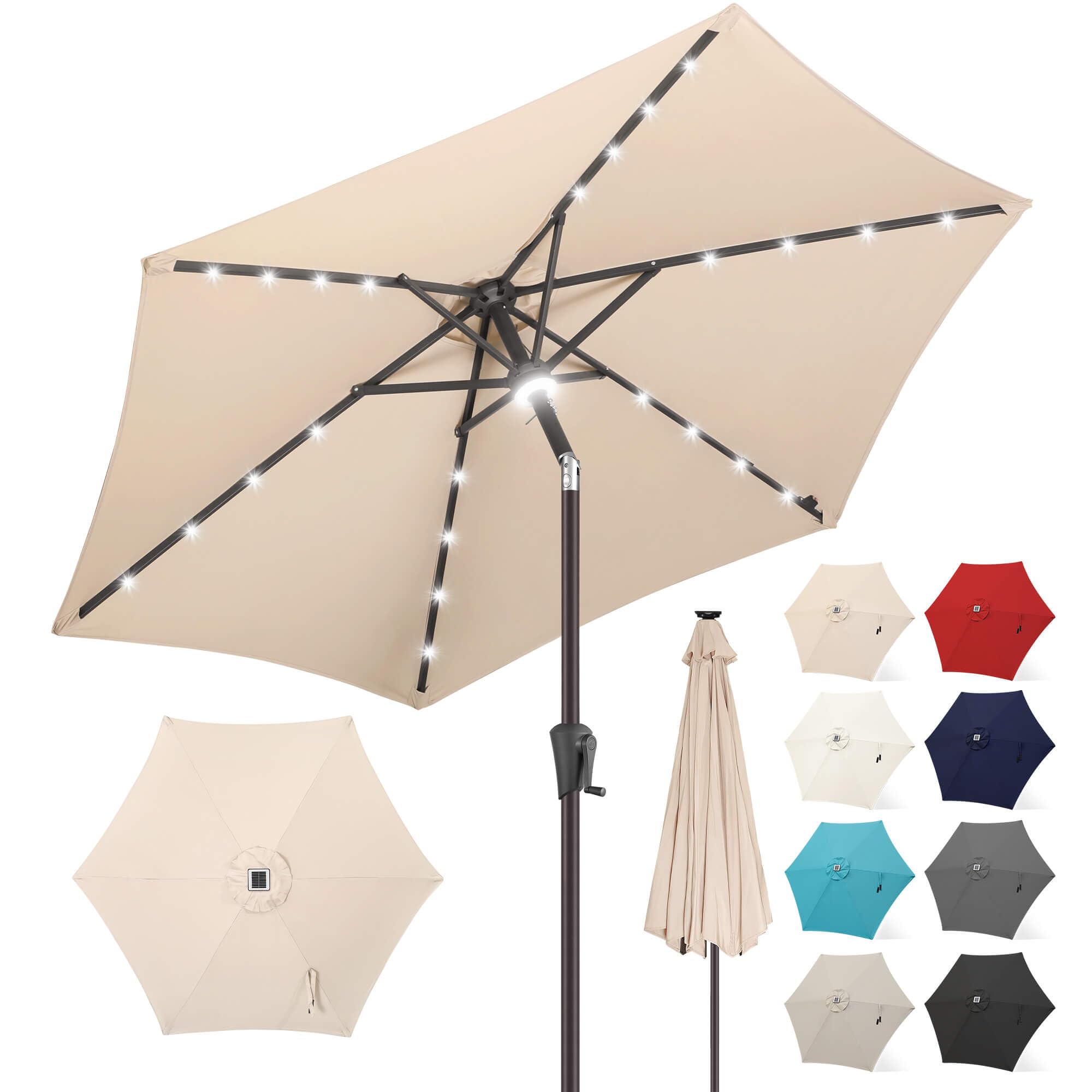 FLAME&SHADE vista frontal de la sombrilla 10 ft con sombra amplia