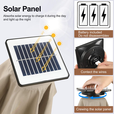 FLAME&SHADE panel solar montado en el poste que carga LEDs sin cables