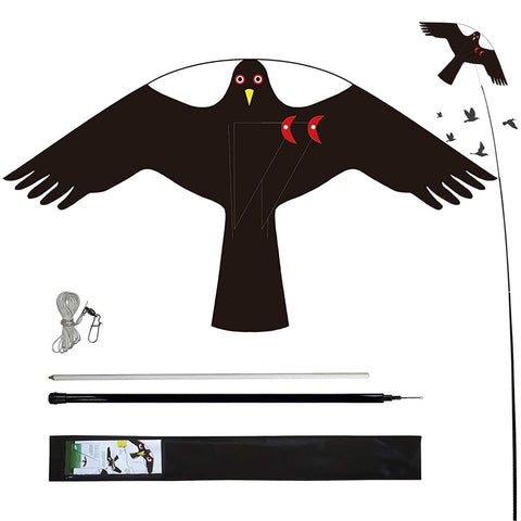 Flerigh cometa ahuyentadora frontal mostrando diseño tipo halcón y beneficio disuasorio