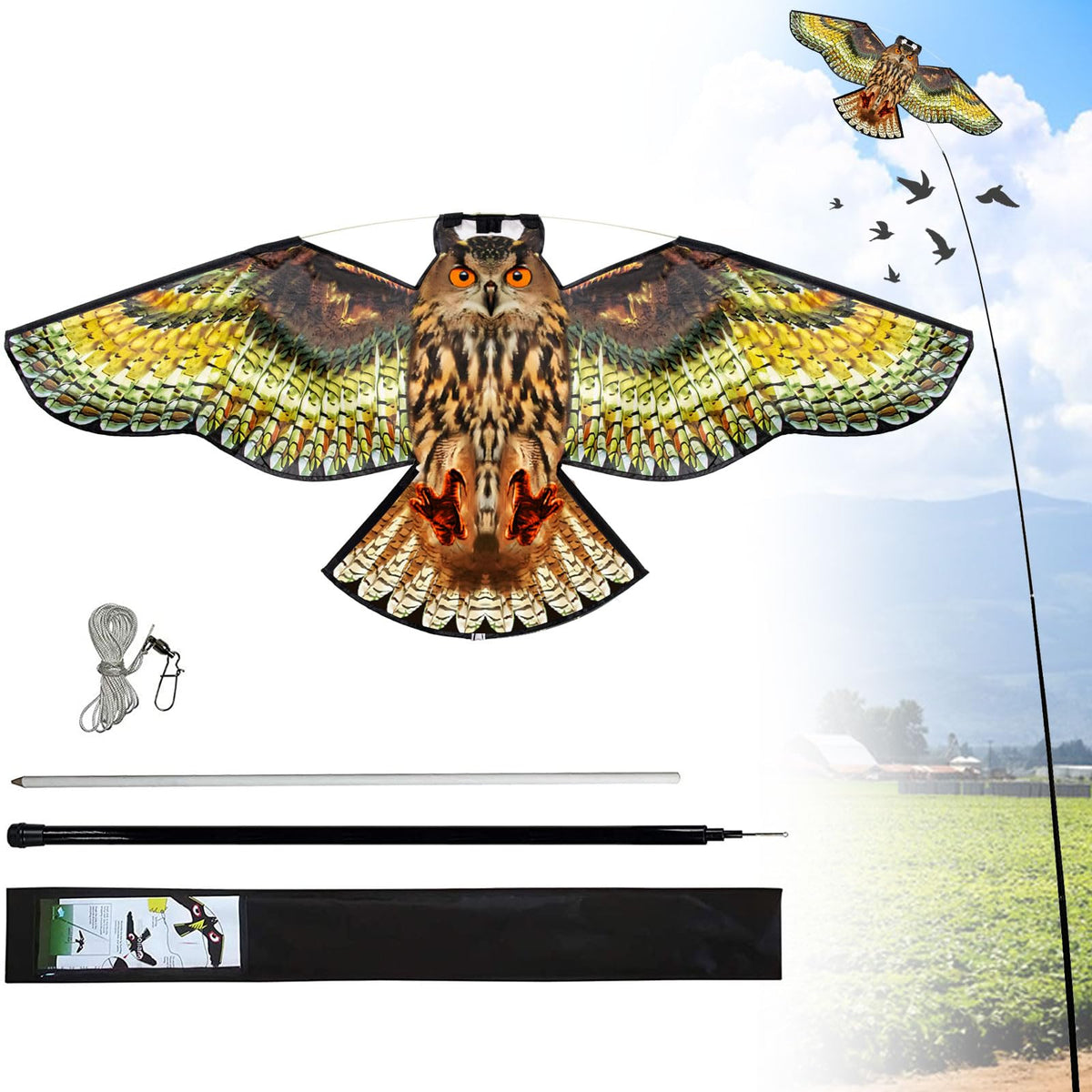 Flerigh cometa halcón frontal mostrando diseño realista y protección visual