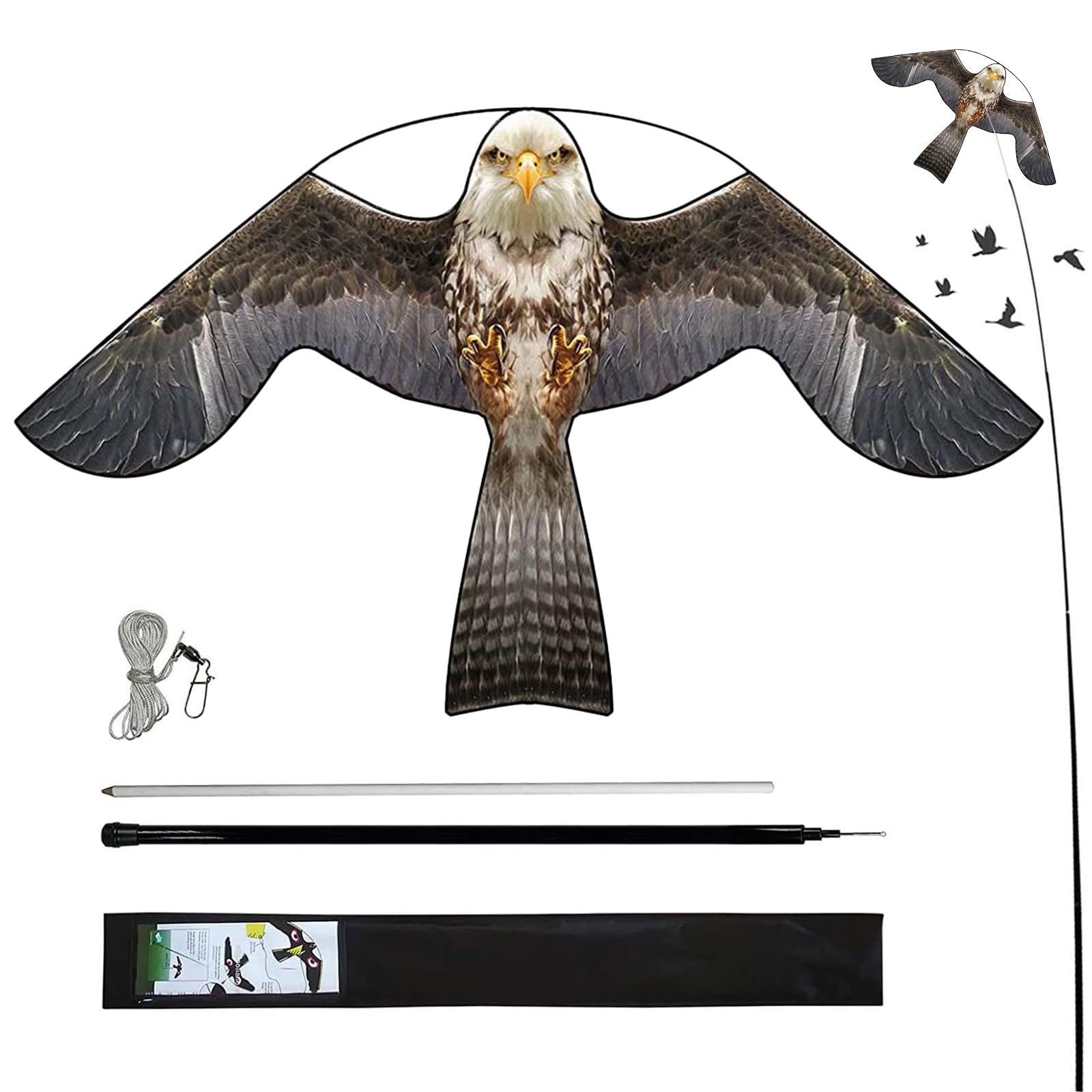 Flerigh cometa halcón frontal mostrando diseño disuasorio y protección