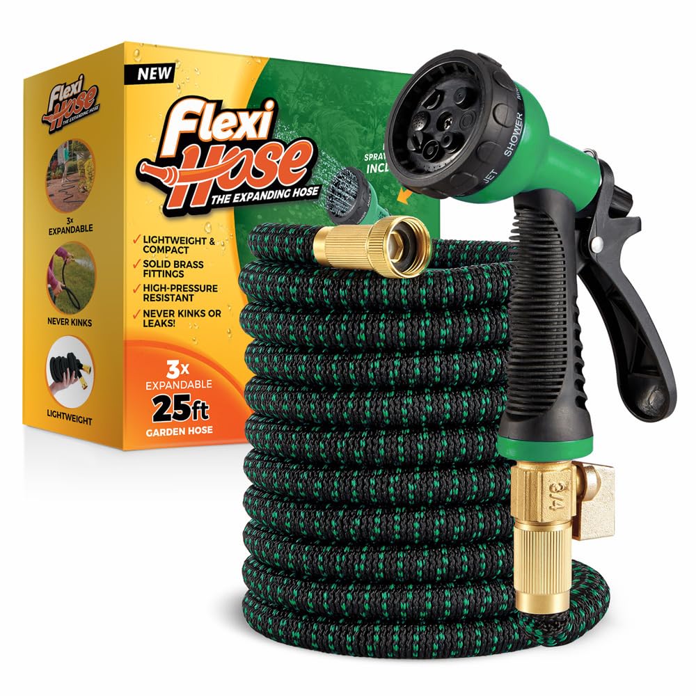 Flexi Hose frente del empaque mostrando longitud y colores, facilita elección