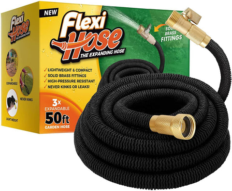 Flexi Hose vista frontal del empaque mostrando ligereza y longitud