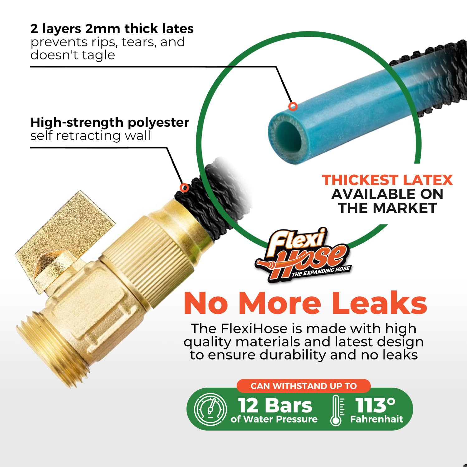 Flexi Hose textura 3750D en primer plano que protege contra pinchazos