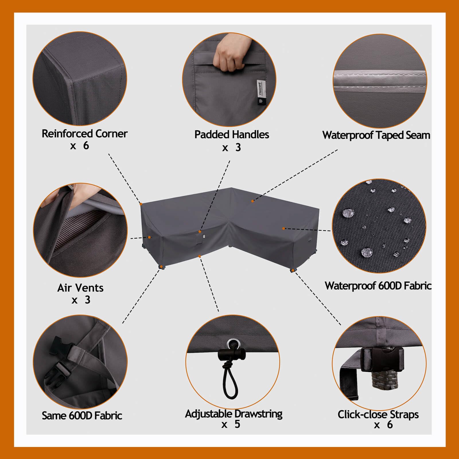 Flexiyard asas acolchadas que facilitan colocar y retirar la funda con comodidad