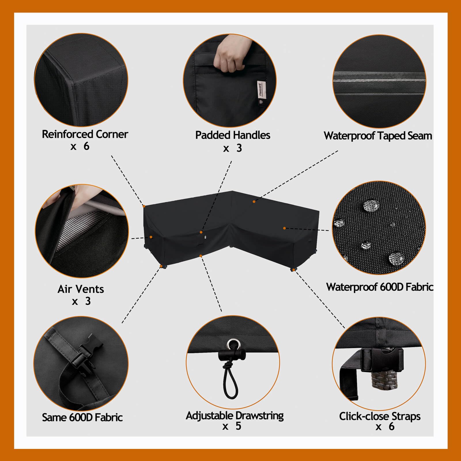 Flexiyard asas acolchadas para manipular la funda con facilidad y seguridad