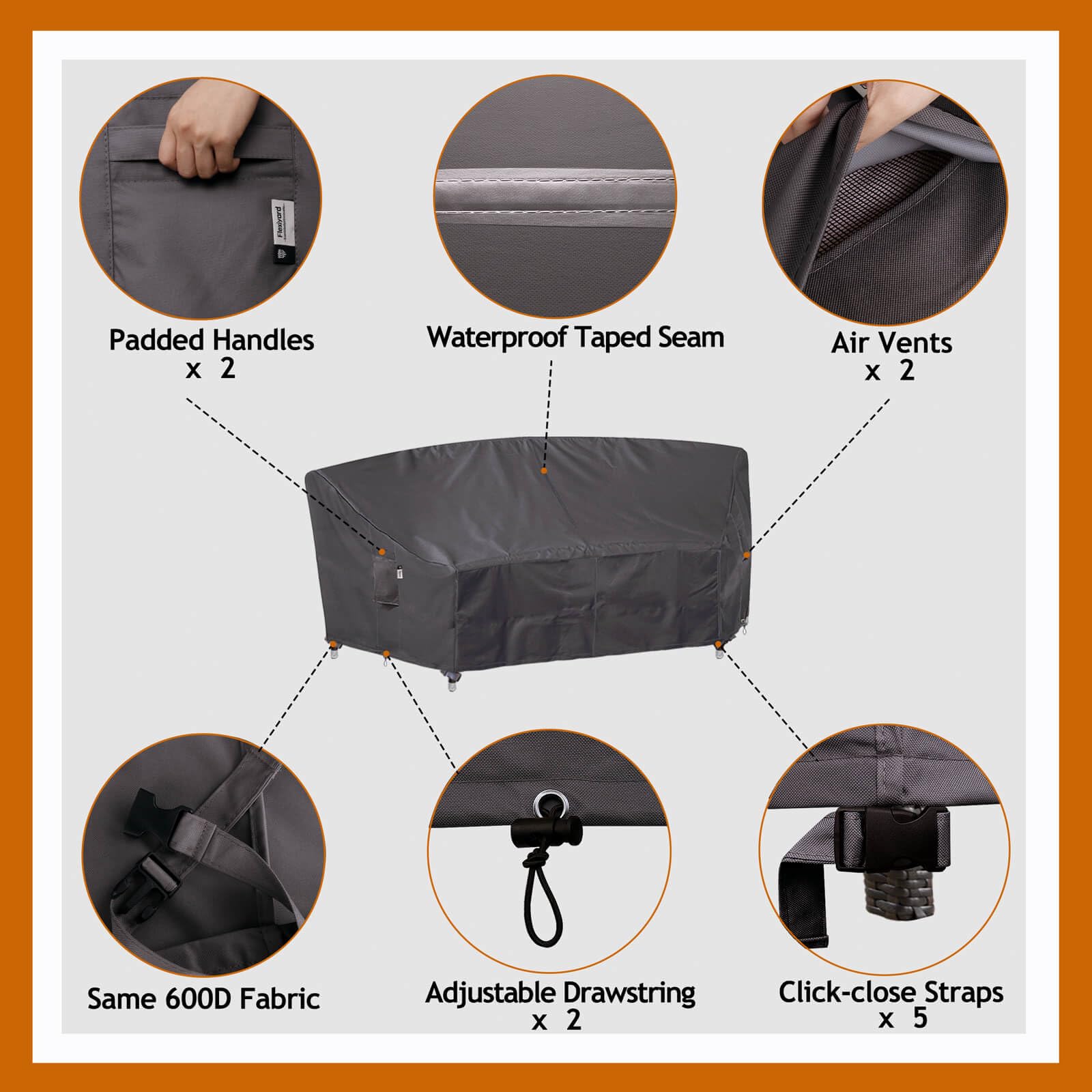 Flexiyard asas acolchadas que facilitan colocar y retirar la funda