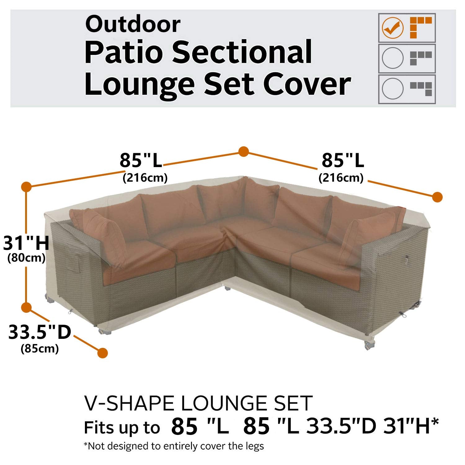 Flexiyard comparación de tamaño para verificar fit de 85x85 pulgadas