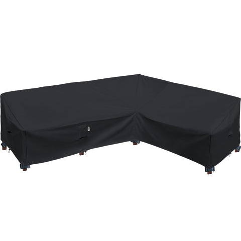 Flexiyard vista frontal de la funda para sofá seccional protegiendo muebles