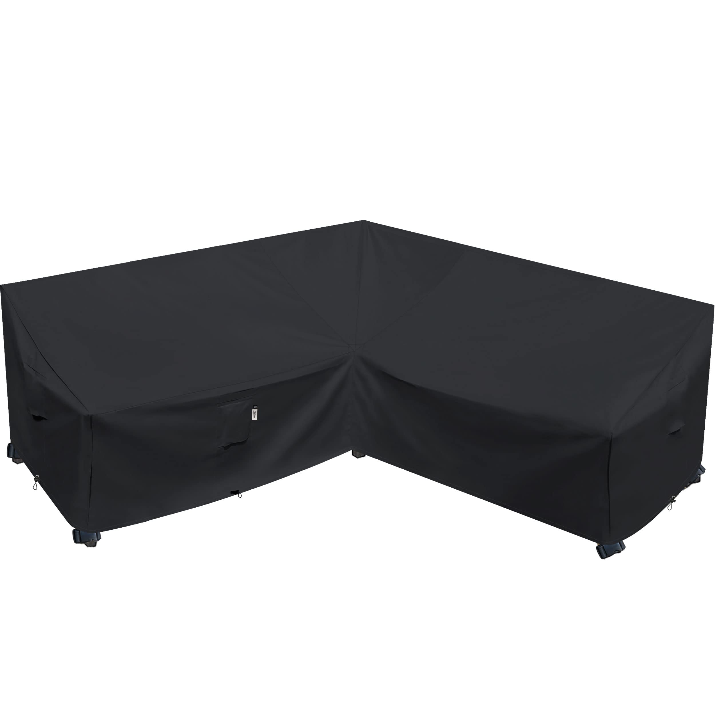 Flexiyard funda frontal cubriendo sofá seccional, protección contra lluvia