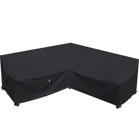 Flexiyard funda frontal cubriendo sofá seccional, protección contra lluvia