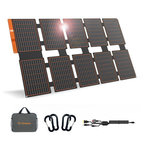 FlexSolar panel plegado frontal portabilidad y transporte