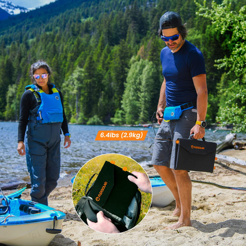 FlexSolar en uso durante camping cargando dispositivos, energía portátil fiable