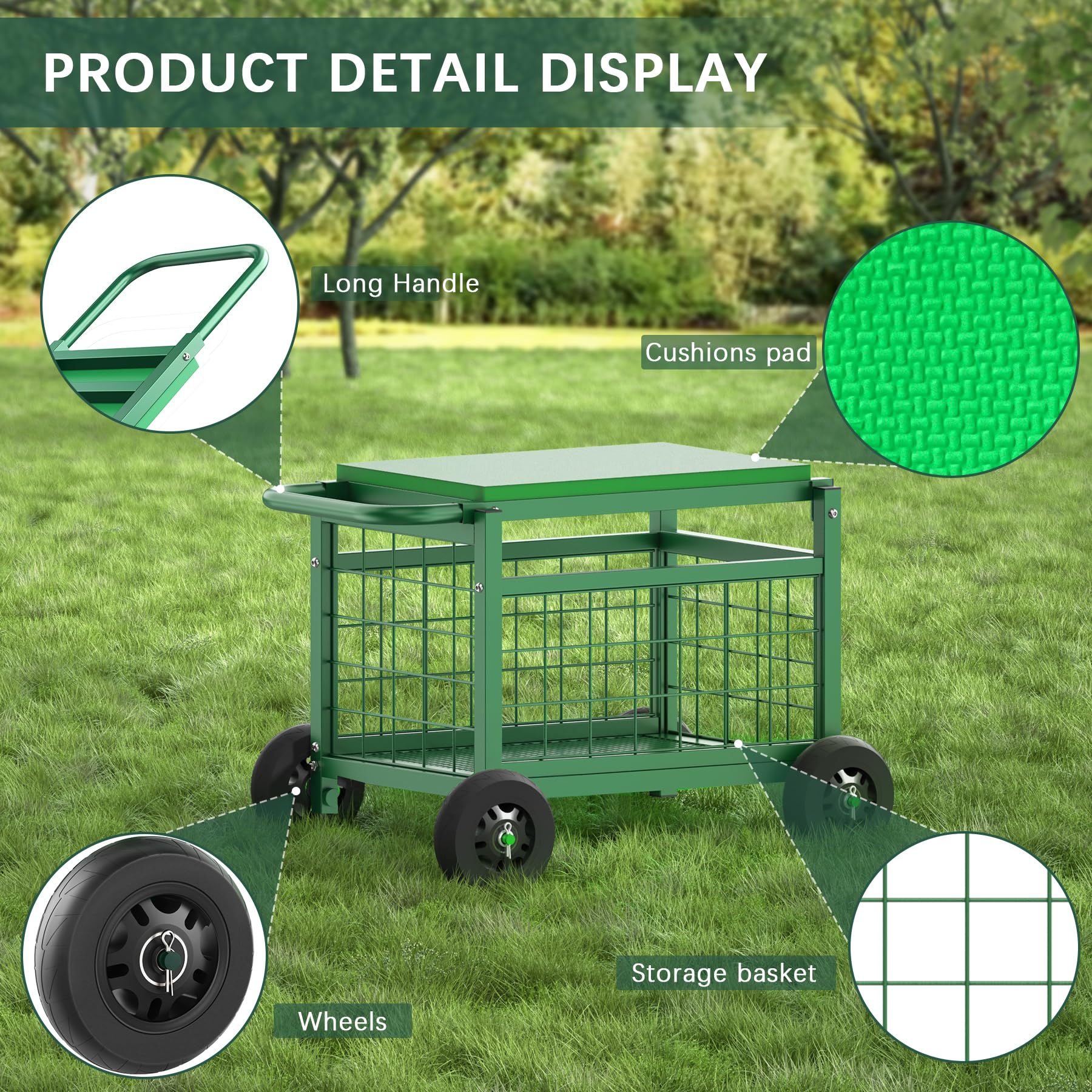FLINTER carrito en jardín estilo de vida mostrando versatilidad exterior