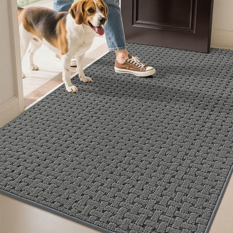 FLOORHUG felpudo frontal 36x60 en gris que mantiene la entrada limpia
