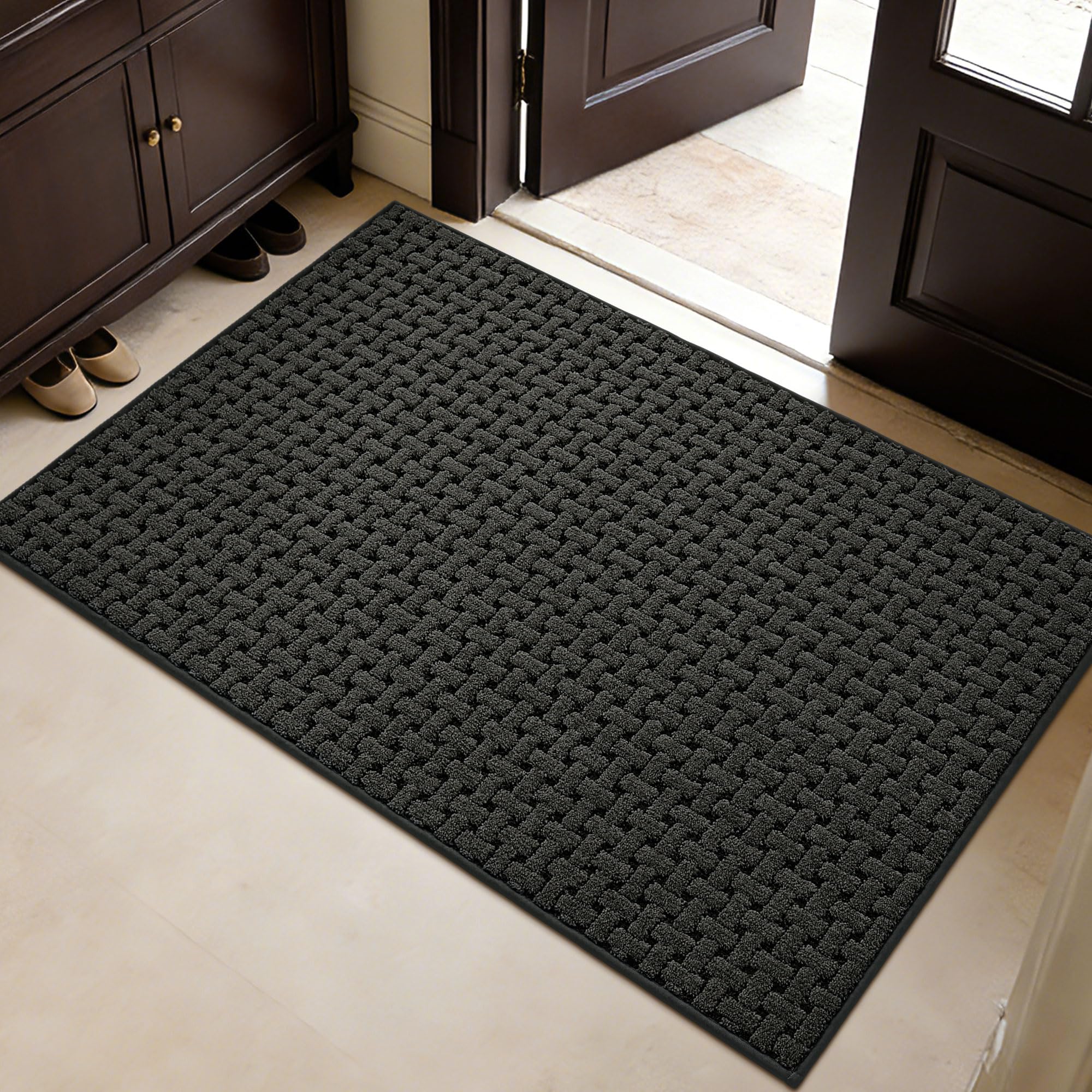FLOORHUG vista frontal del felpudo mostrando diseño y tamaño, protección inmediata