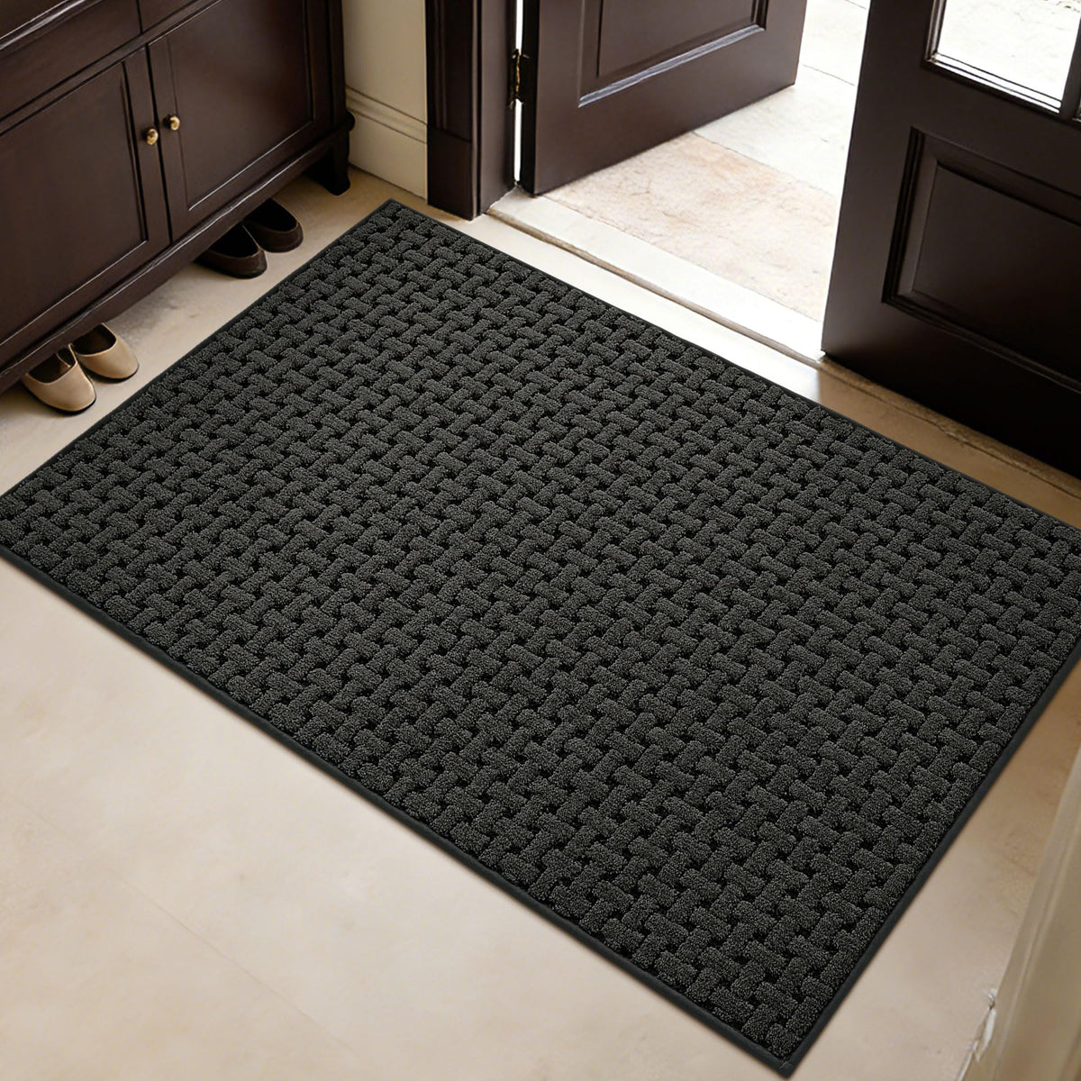 FLOORHUG vista frontal del felpudo mostrando diseño y tamaño, protección inmediata