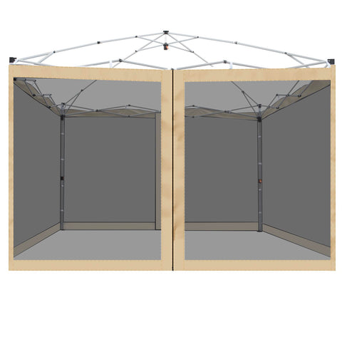 FLOUREE vista frontal de mosquitera beige para toldo 10x10 con protección