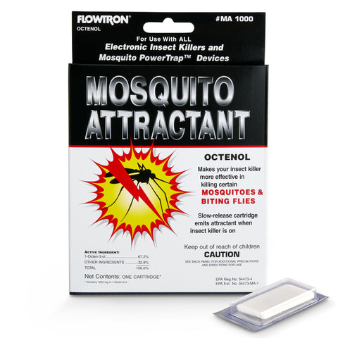 Flowtron cartucho Octenol vista frontal mostrando el envase y beneficios