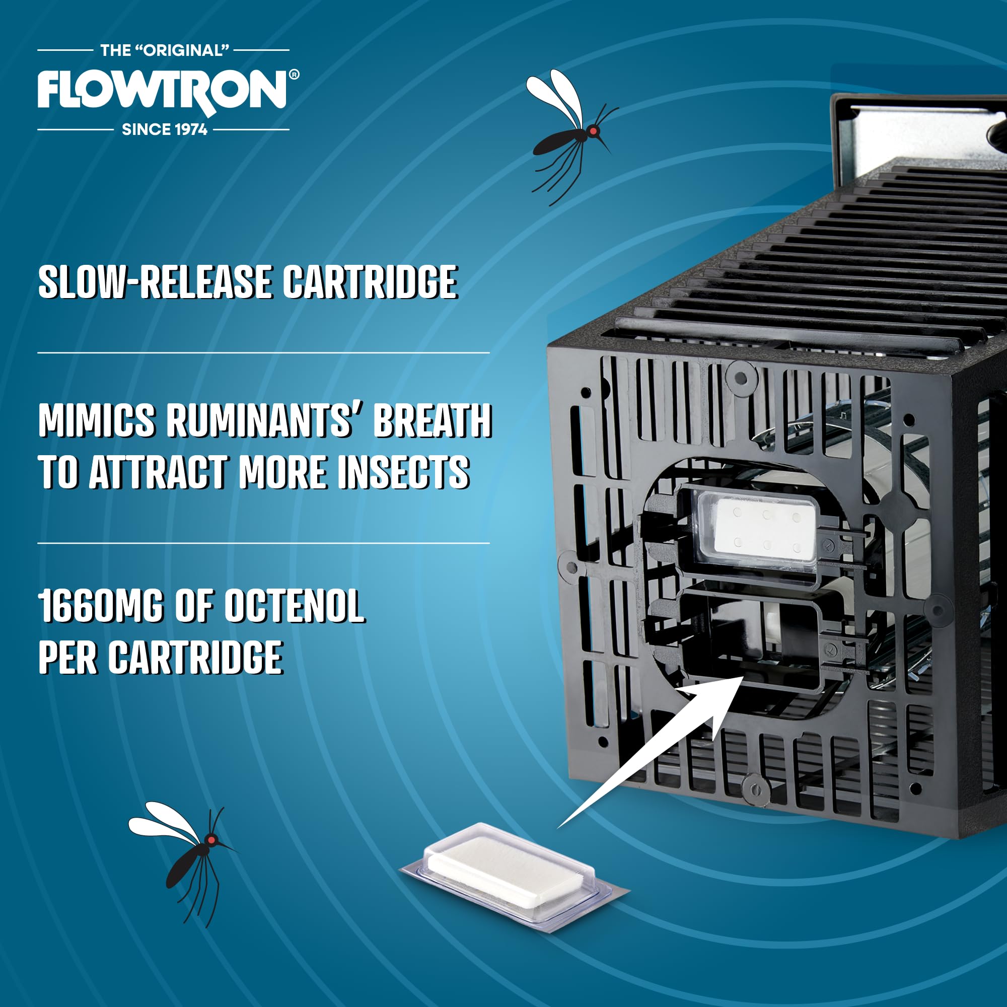 Flowtron cartuchos MA-1000 en mano que facilitan la instalación rápida