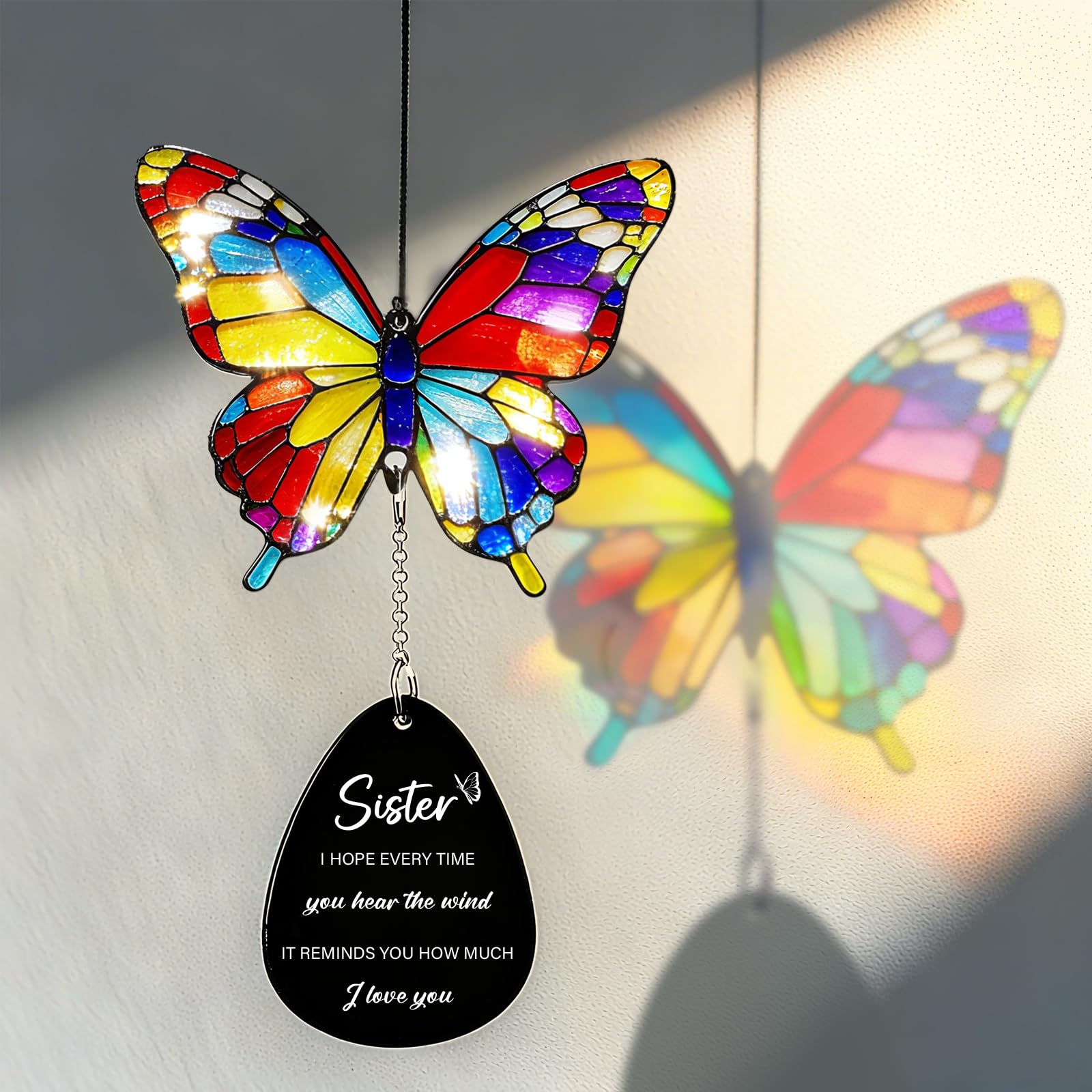 Flpoxzd detalle del atrapasol mariposa acrílico que refleja luz