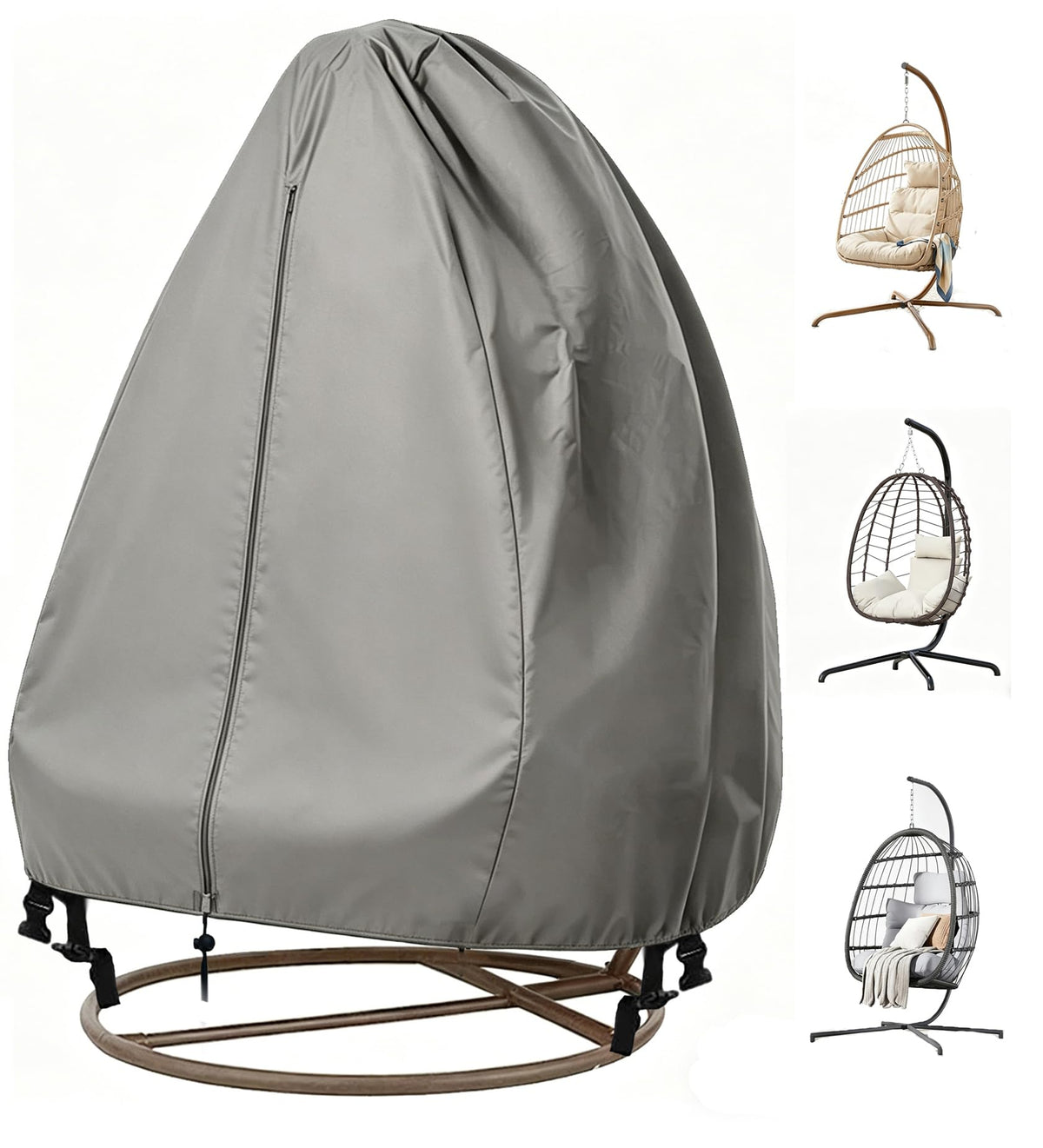 FLYMEI funda frontal gris cubriendo silla colgante, protección estética