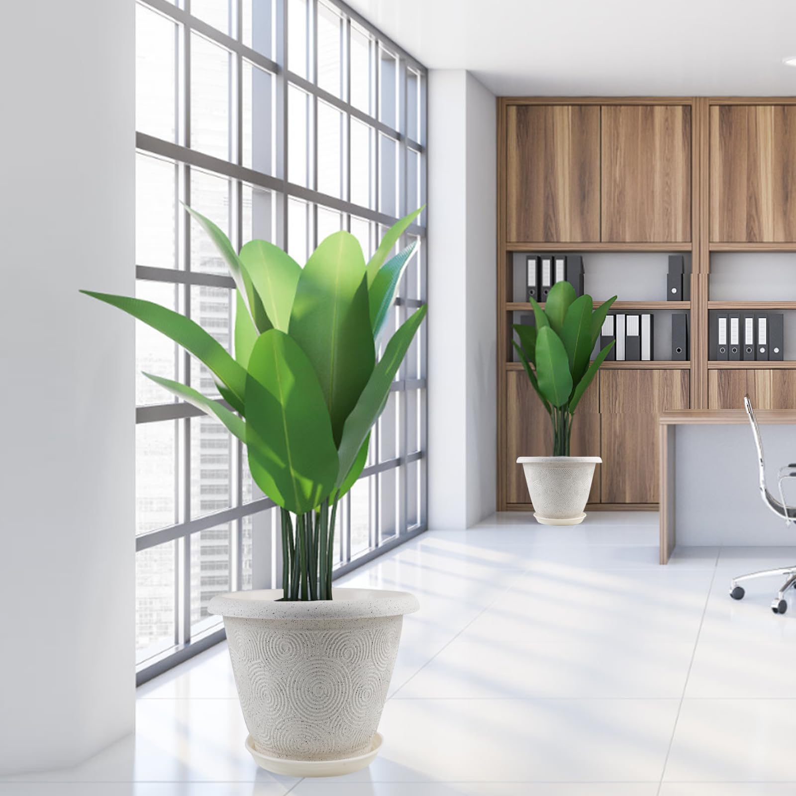 Fodetyff detalle pintura moteada que aporta estilo moderno a plantas
