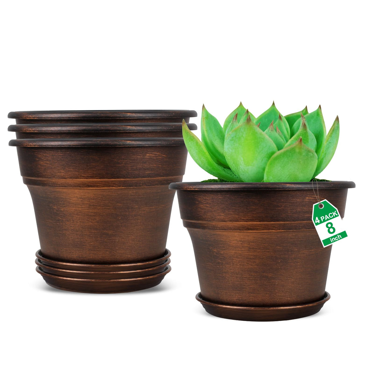 Fodetyff maceta frontal cobre mostrando diseño clásico y estética decorativa