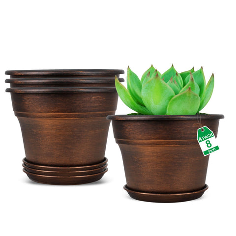 Fodetyff maceta frontal cobre mostrando diseño clásico y estética decorativa