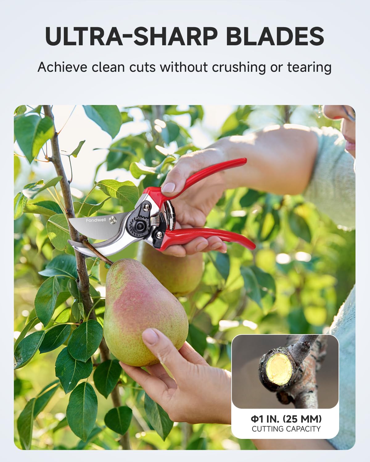 Fondwell enfoque en el mango ergonómico con recubrimiento antideslizante, confort