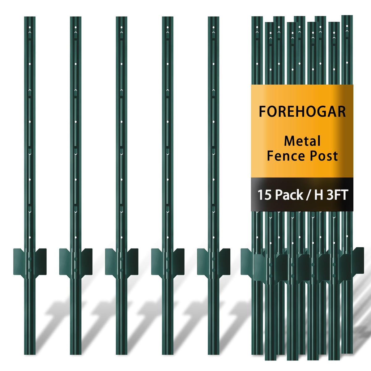FOREHOGAR paquete frontal de 15 postes en T mostrando presentación y color verde