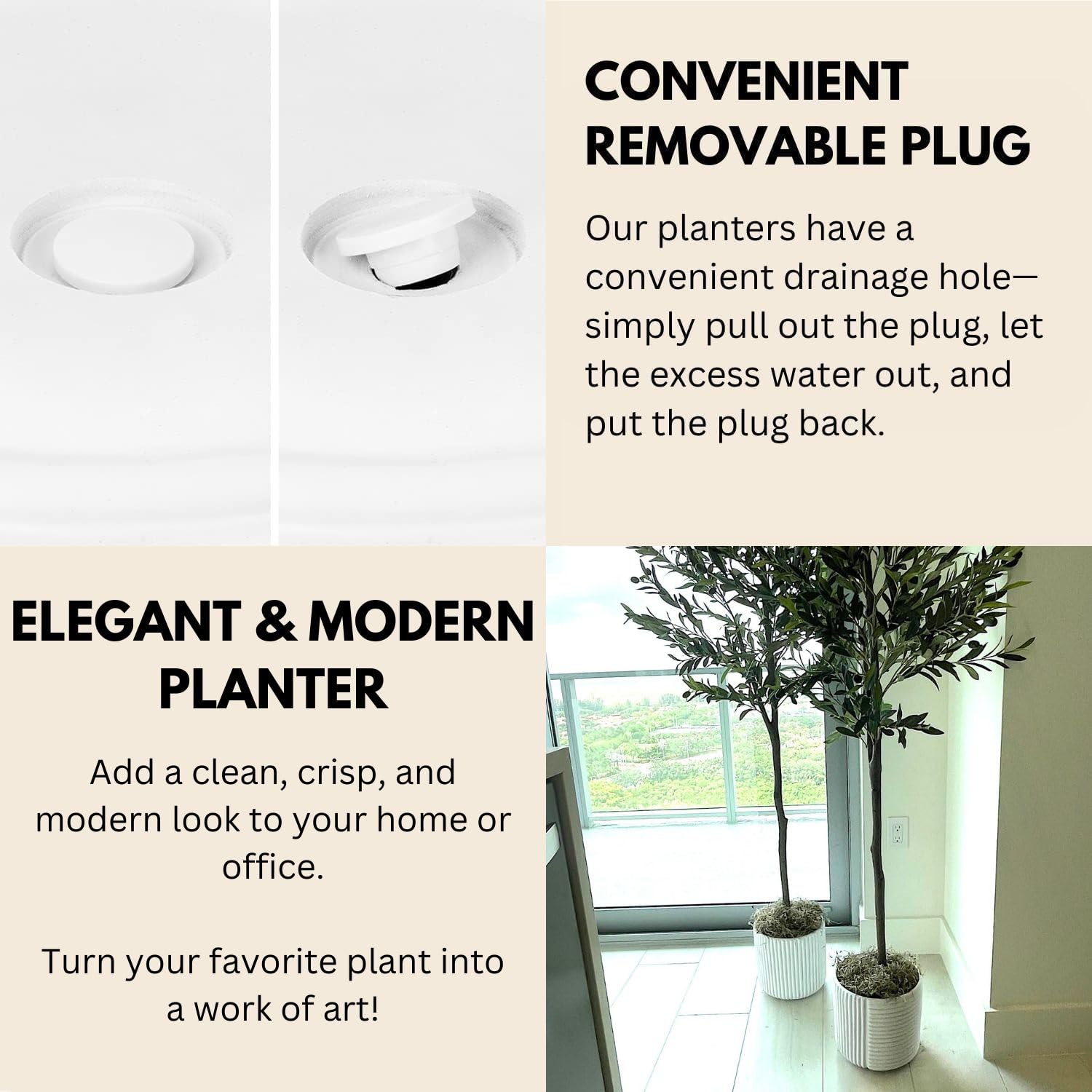 Fox & Fern maceta con monstera presenta soporte para plantas grandes