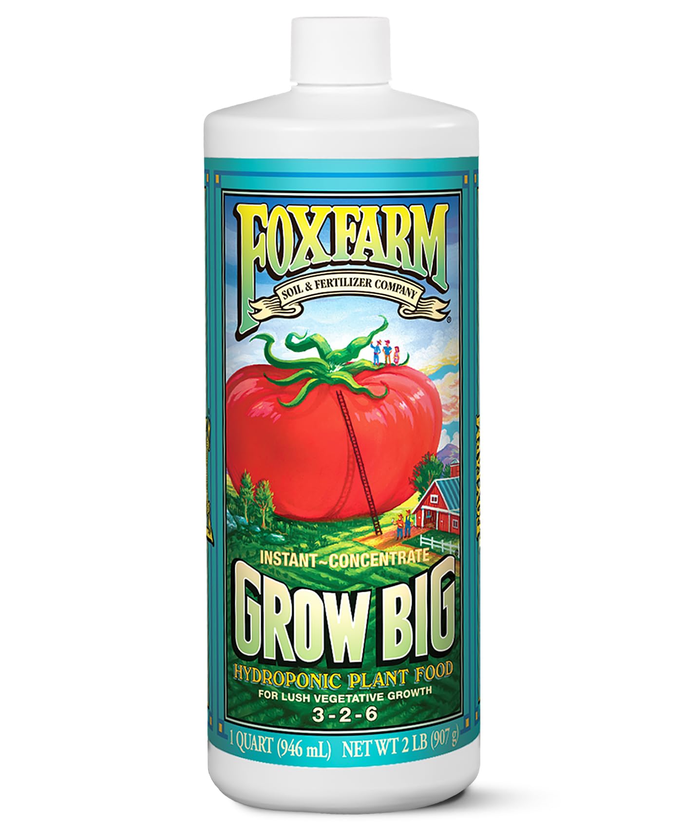 FoxFarm botella frontal mostrando etiqueta y beneficios para crecimiento vegetativo
