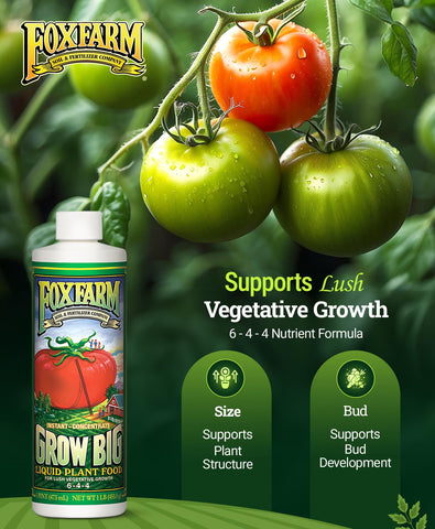 FoxFarm líquido concentrado Grow Big textura clara para mezcla rápida y absorción