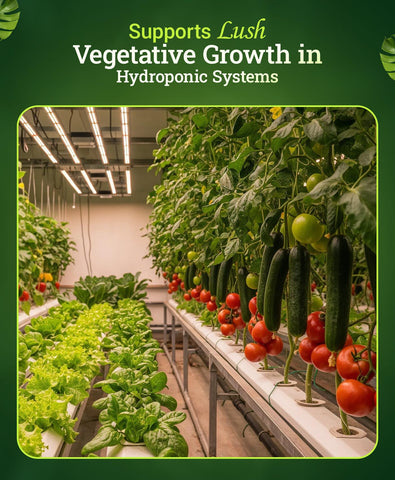 FoxFarm producto en uso en sistema hidropónico promoviendo vigor vegetal