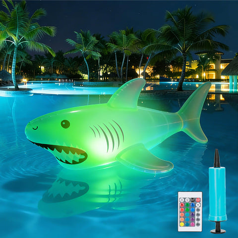 Foxgor tiburón frontal grande iluminando la piscina para ambiente festivo