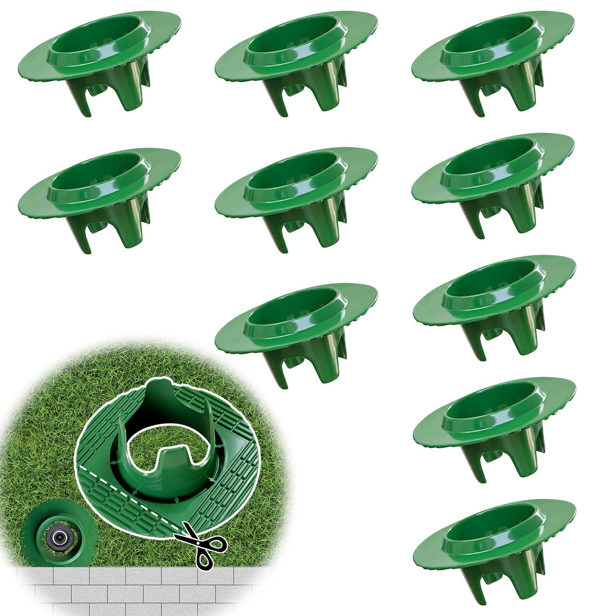 FREEKIT vista frontal del paquete de 10 protectores protegiendo aspersores