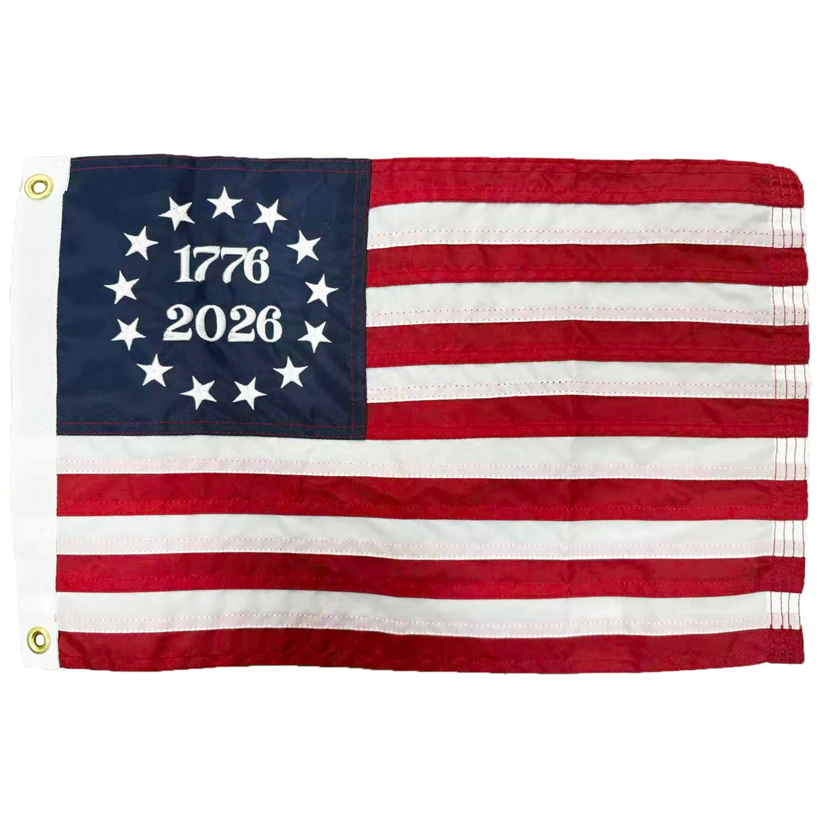 Bandera FRF FLAG Betsy Ross 1776-2026 vista frontal, conmemoración clara