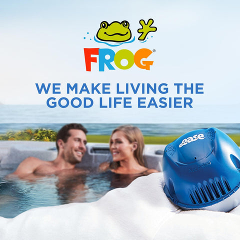 Spa ambientado con FROG SmartChlor en uso transmitiendo confort y limpieza