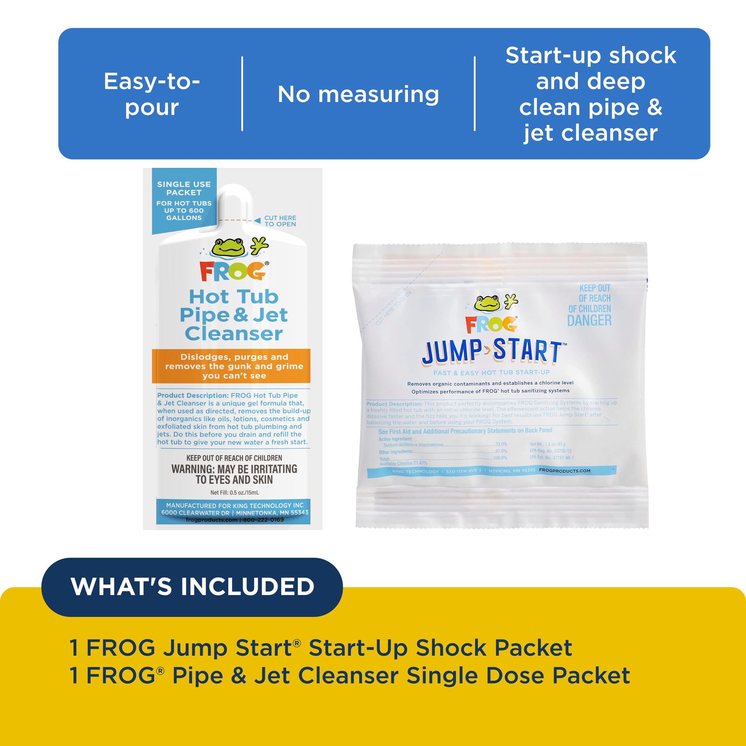 FROG Pipe & Jet Cleanser etiqueta visible, limpieza profunda de tuberías