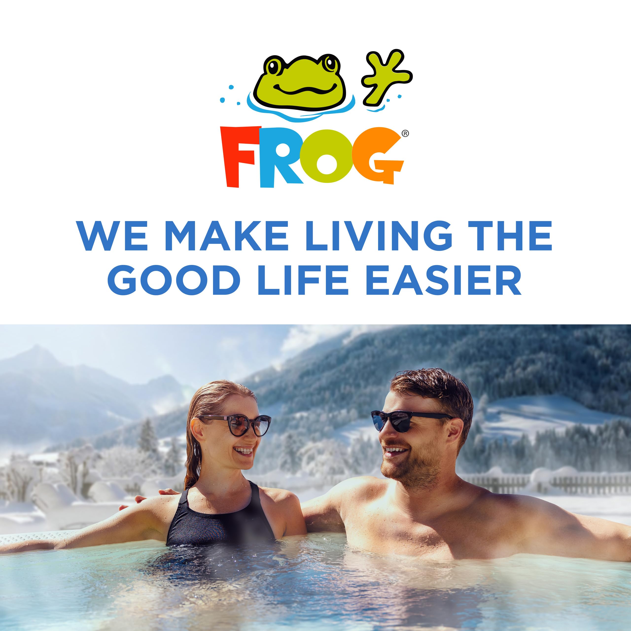 Jacuzzi en contexto lifestyle con productos FROG para mantenimiento cómodo