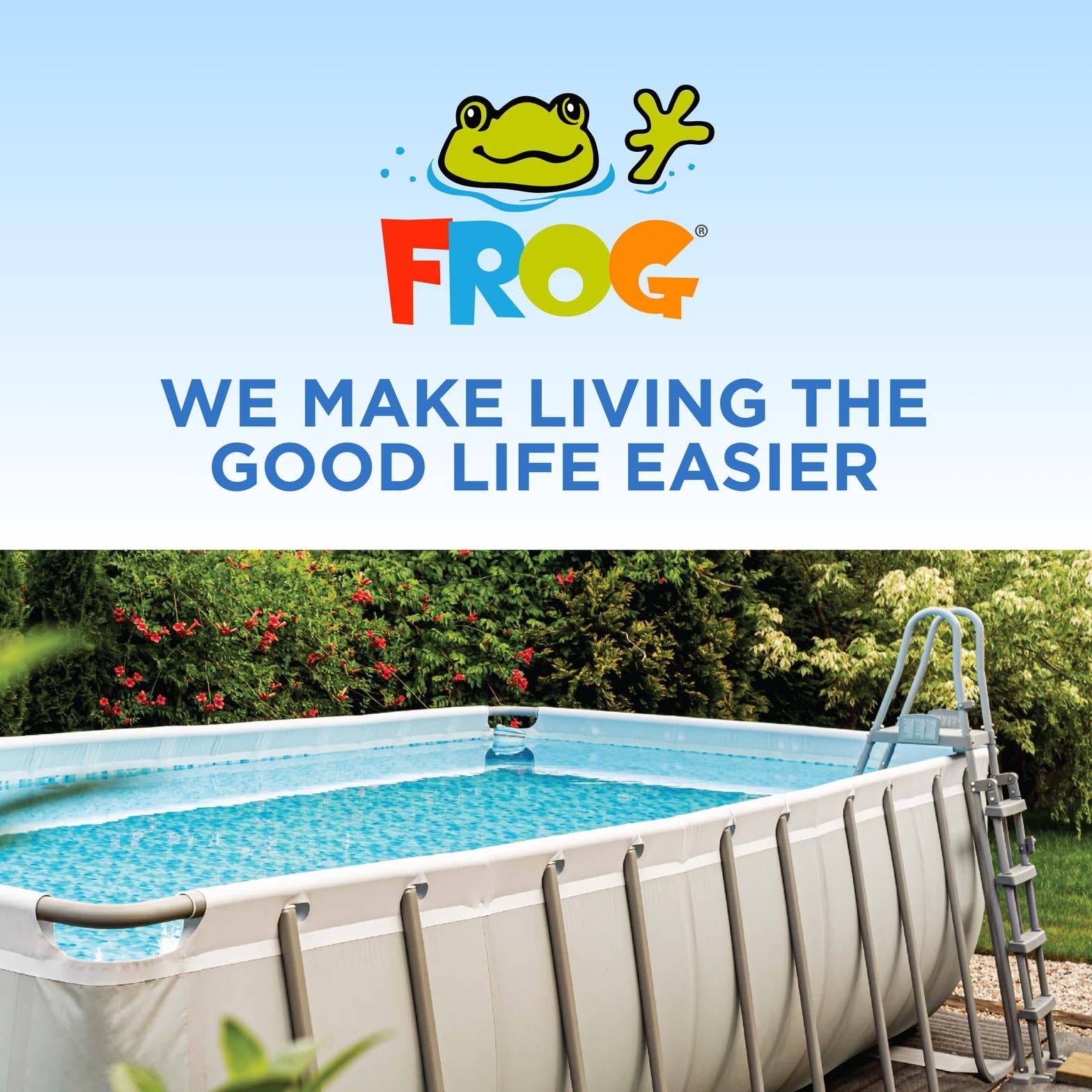 FROG cartucho en uso en piscina familiar mostrando agua clara y rutina simple