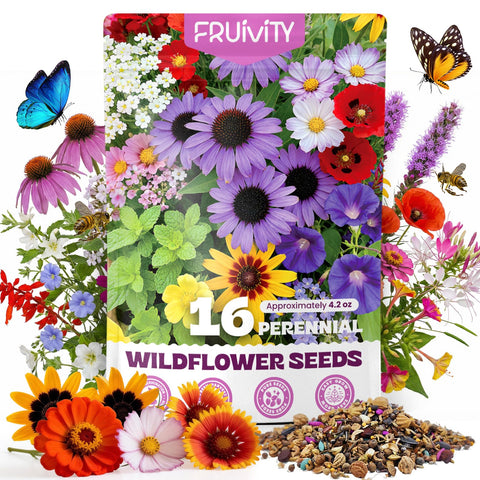 Fruivity paquete frontal mostrando diseño y cantidad de semillas, ideal para praderas
