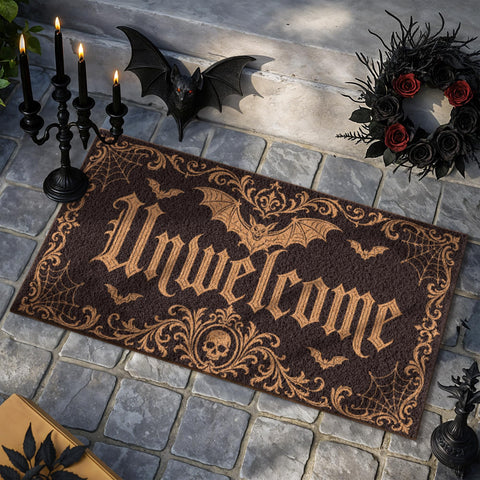 Fttoyoly felpudo en decoración exterior de Halloween con ambiente oscuro