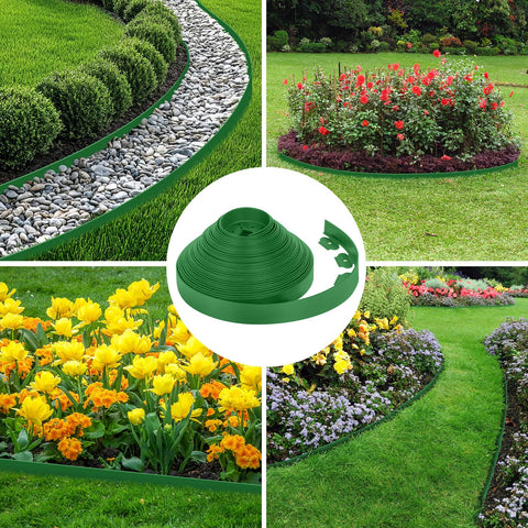 FunFanso bordura en patio con plantas, creando borde definido y aspecto ordenado