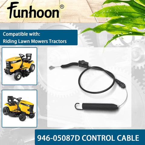 Funhoon cable instalado en palanca PTO, restablece control seguro del cortacésped