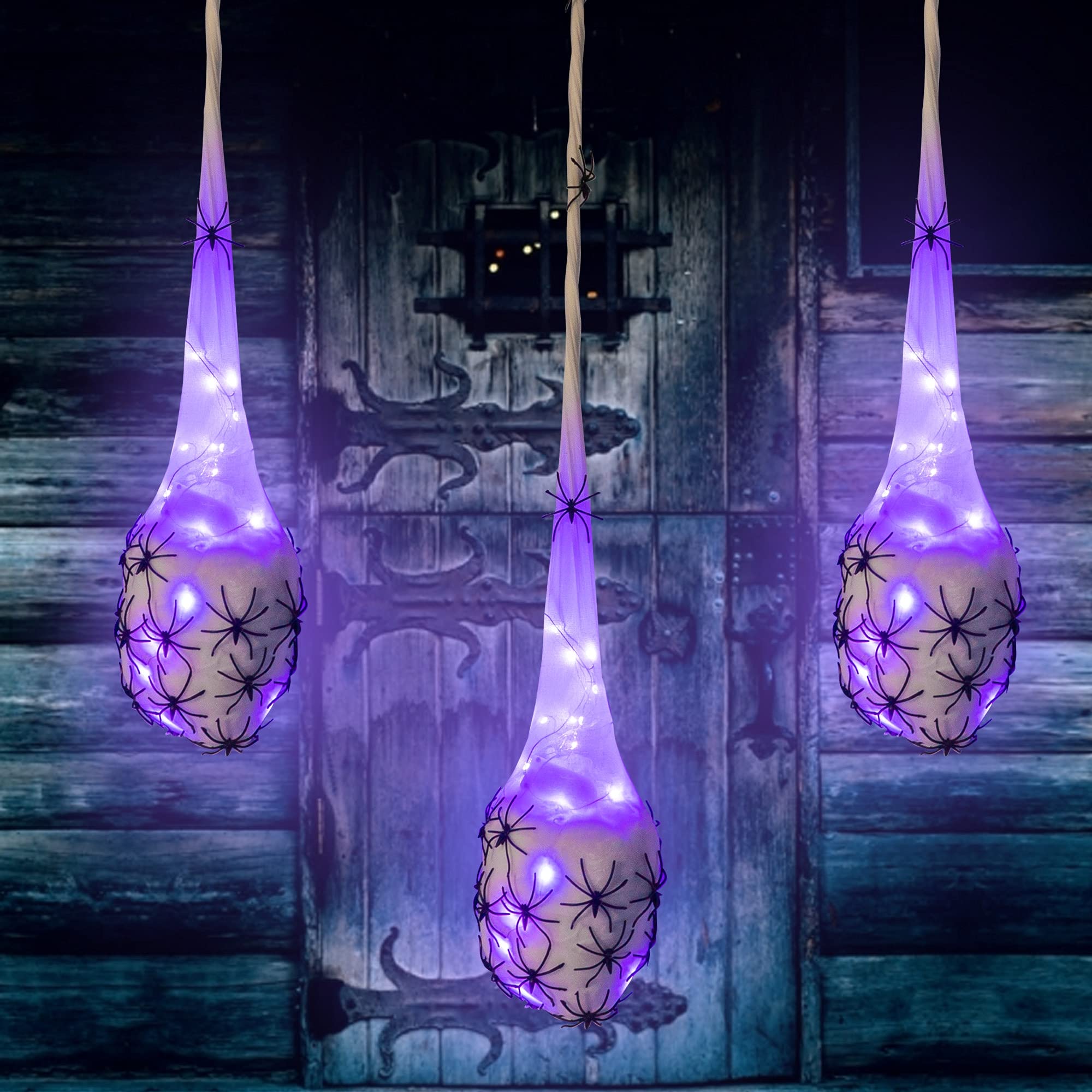 FUNPENY saco de huevos frontal con luces moradas, crea ambiente Halloween