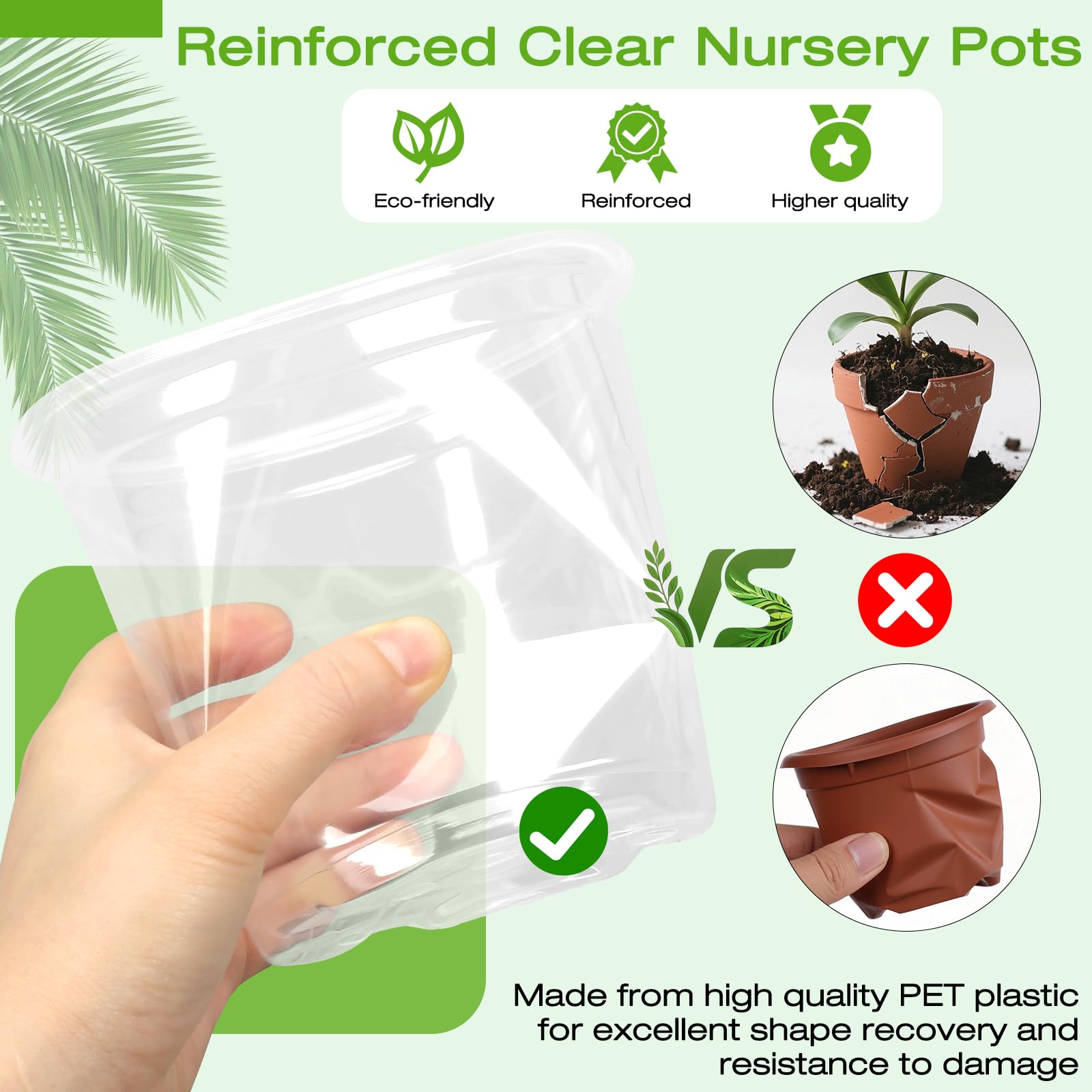 FUOAUYK material PP transparente que facilita ver raíces y sustrato